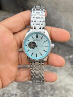 seiko tiffany blue  dial silver chain automatic