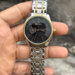 seiko black dial silver dual tone chain automatic