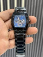Guess blue dial black chain quartz
