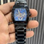 Guess blue dial black chain quartz