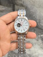 seiko white dial silver dual tone chain automatic
