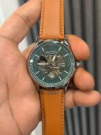 fossil green dial tan leather strap automatic