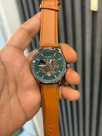 fossil green dial tan leather strap automatic - Image 2