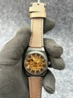 Fossil black dial brown strap refurbished_