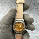 Fossil black dial brown strap refurbished_