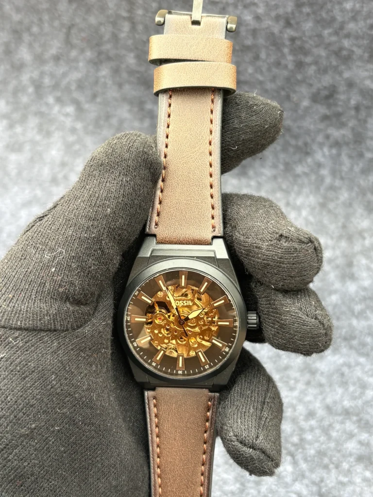 Fossil black dial brown strap refurbished_