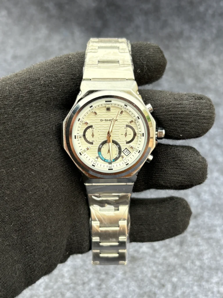 G shock white dial silver chain refurbished_