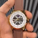 TOMMY WHITE DIAL BROWN SILICON STRAP