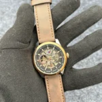 Tommy black dial brown strap_