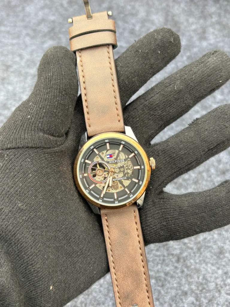 Tommy black dial brown strap_