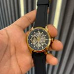 TOMMY BLACK GOLDEN DIAL BLACK SILICON STRAP