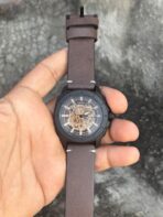 fossil bronsen brown strap automatic watch