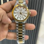 guess white dial dual tone chain quartz