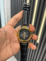 patek golden dial black leather strap - Image 2