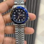 Seiko blue dial GMT open back quartz